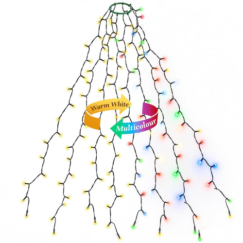 SALCAR Weihnachtsbaum Lichterkette 1,5m 200er LED mit 8 Girlanden, Warmweiß