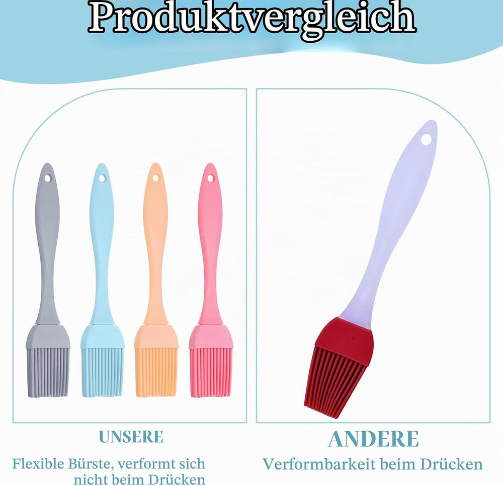 JJUNW 4 Stück Silikonpinsel, Backpinsel Silikon, Küche Grillpinsel Backen