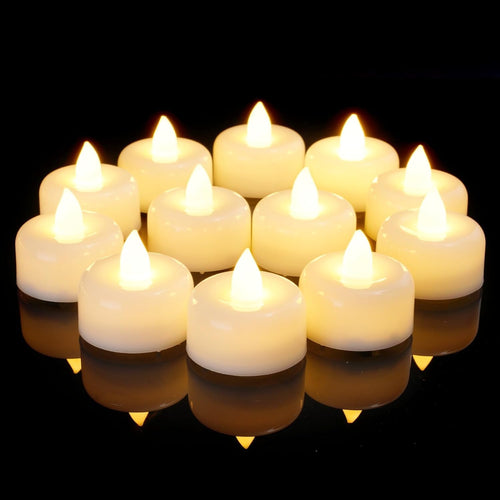 AMAGIC Flammenlose Led Teelicht batterie, 12er,warmweiß Licht, Wachshülle