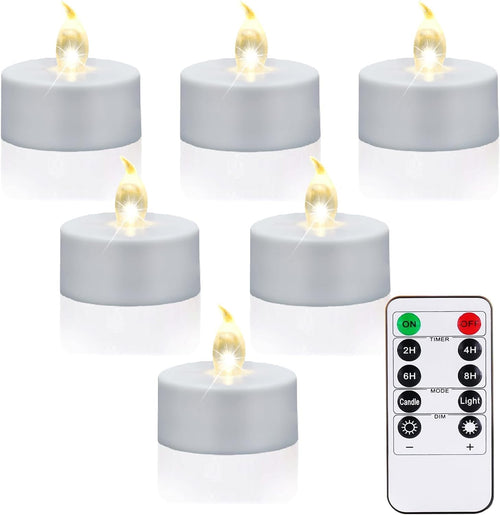 LED Teelichter mit Timer und Fernbedienung, 5 Stück