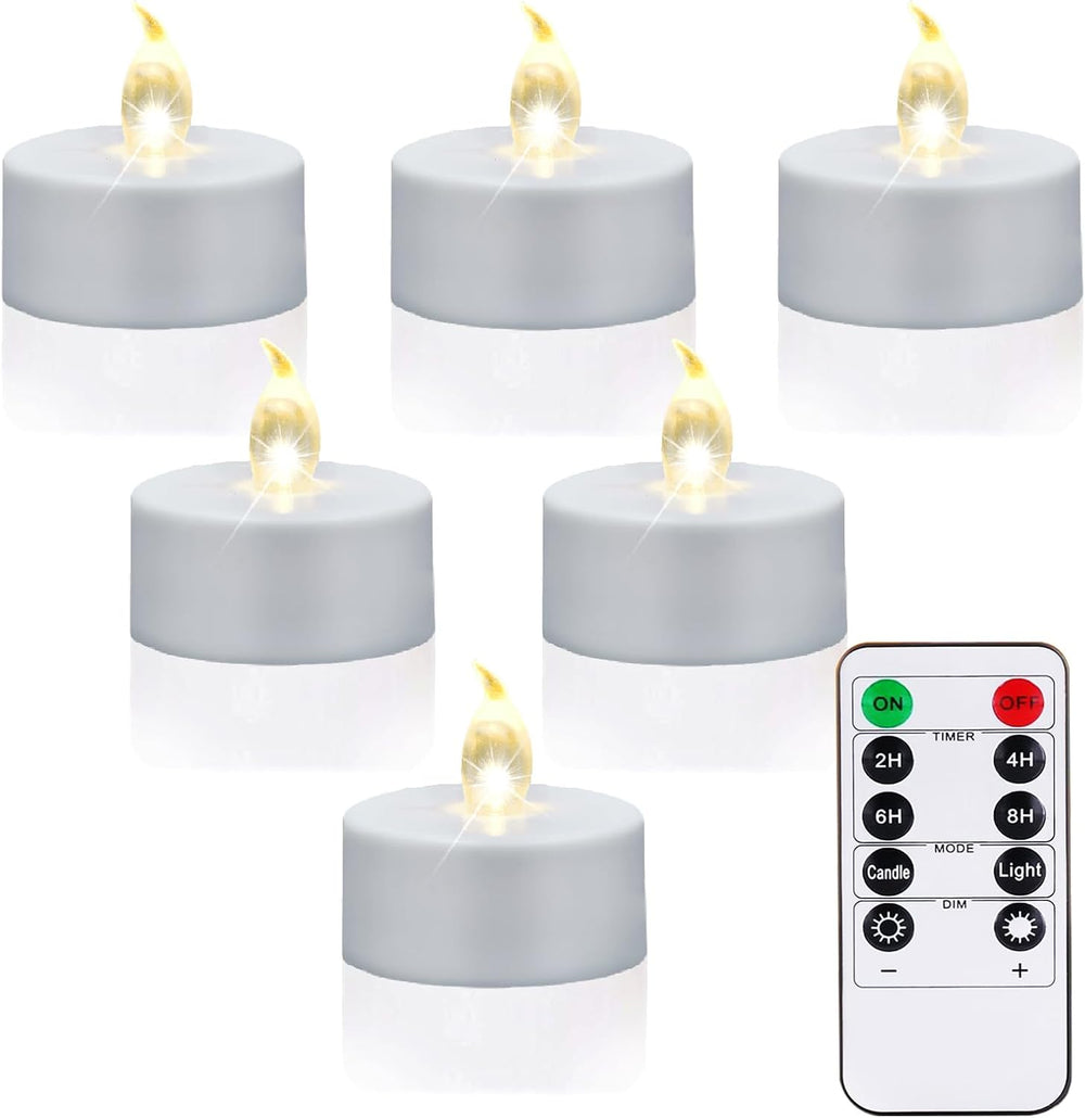 5 Stück Flammenlose Led Teelichter mit Timer Fernbedienung, Warm Weiße