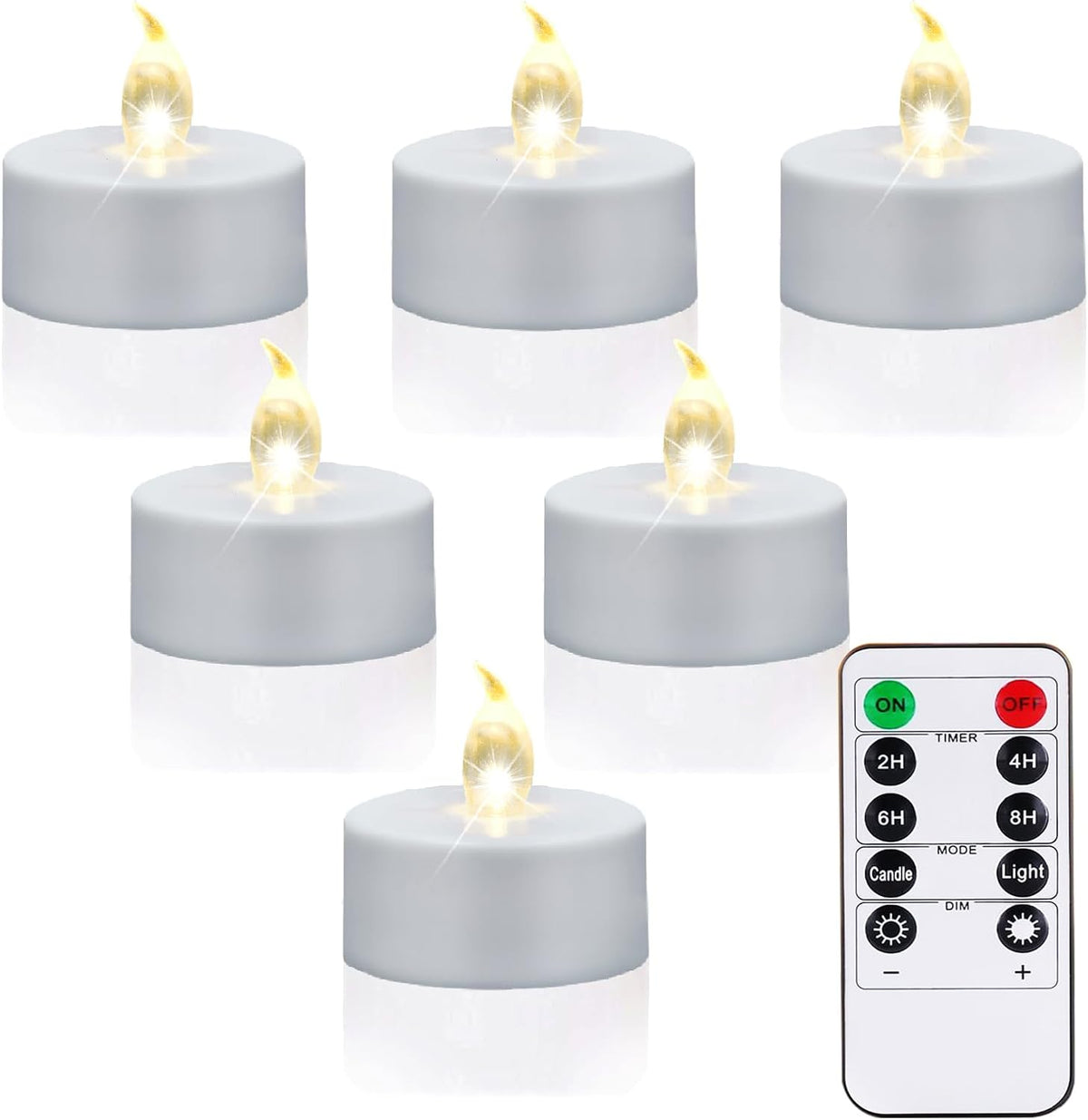 5 Stück Flammenlose Led Teelichter mit Timer Fernbedienung, Warm Weiße