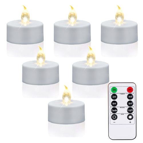 5 Stück Flammenlose Led Teelichter mit Timer Fernbedienung, Warm Weiße