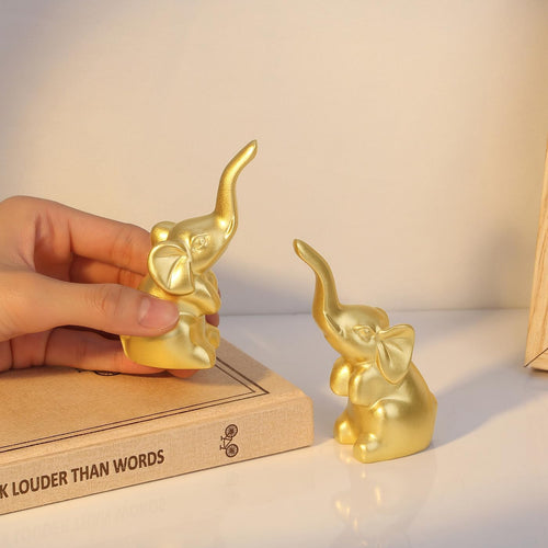 2 Stück Gold Elefant Deko Schwarz, Elefanten Deko Wohnzimmer
