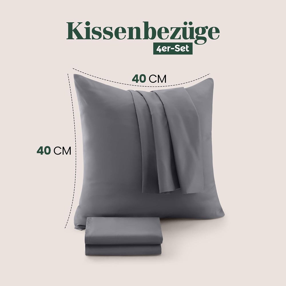 Utopia Bedding Kissenbezug 40x40 4er Set , kopfkissenbezug 40x40 Grau
