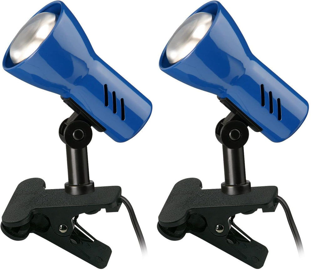 BRILONER - Schreibtischlampe mit Kabelschalter, schwenkbar, E14 Fassung, max. 40 Watt, Klemmlampe, Klemmleuchte, Nachttischlampe, Leselicht Kinder, Bürolampe, Leselampe Bett, 6,5x11,5x10,8 cm, Blau