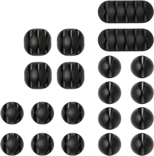 Kabelclips für den Schreibtisch, 20 Stück, schwarz