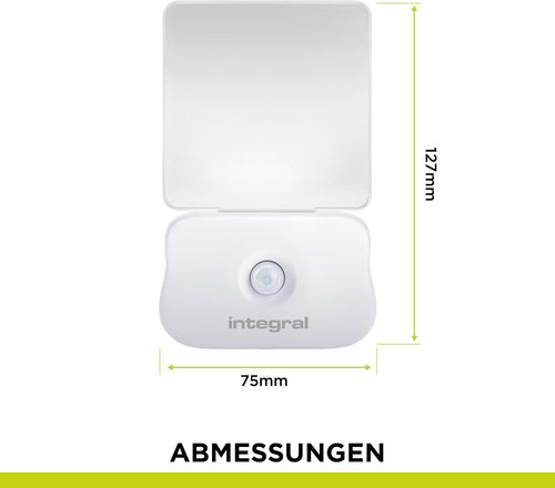 Integral LED Nachtlicht mit Bewegungssensor | Batteriebetrieben | Automatisches Ein-/Ausschalten | Weiches Licht | Wandmontage möglich | Transparent | Für Schlafzimmer, Flure, Treppen, Kinderzimmer
