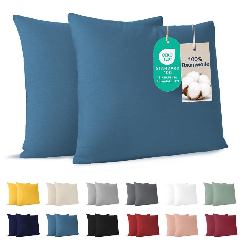 Dreamzie - Kissenbezug 40x40cm - 2er Set - 100% Baumwolle - Anthrazit