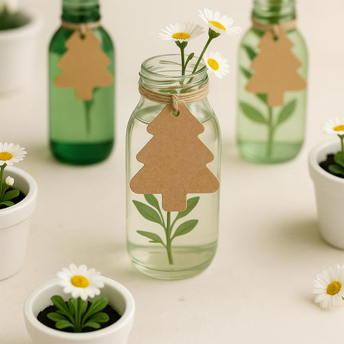 Geschenkanhänger 50 Stück Blanko Braune Papieranhänger mit Schnur 6x 5 cm für Hochzeitsgeschenke Geburtstag Weihnachten [ Weihnachtsbaum ]
