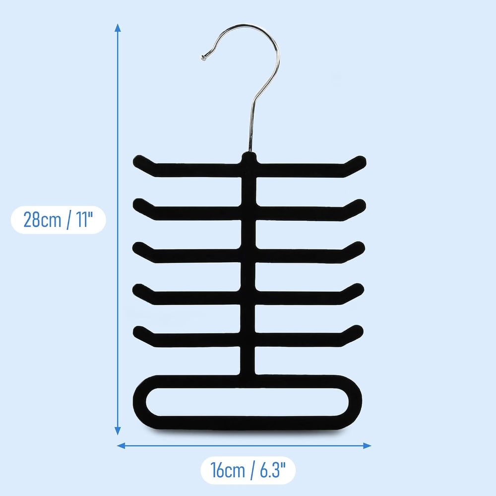 Hangerworld - Samt Bepflockte Accessoires Bügel für Krawatten, Schals, Gürtels - Schwarz - 28cm