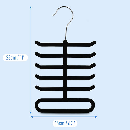 Hangerworld - Samt Bepflockte Accessoires Bügel für Krawatten, Schals, Gürtels - Schwarz - 28cm