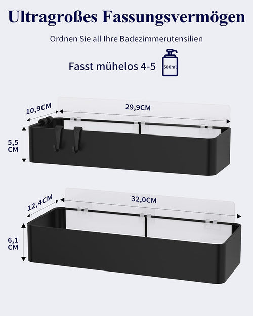 Kitsure Duschablage ohne Bohren, Badezimmer organizer, Large, Schwarz