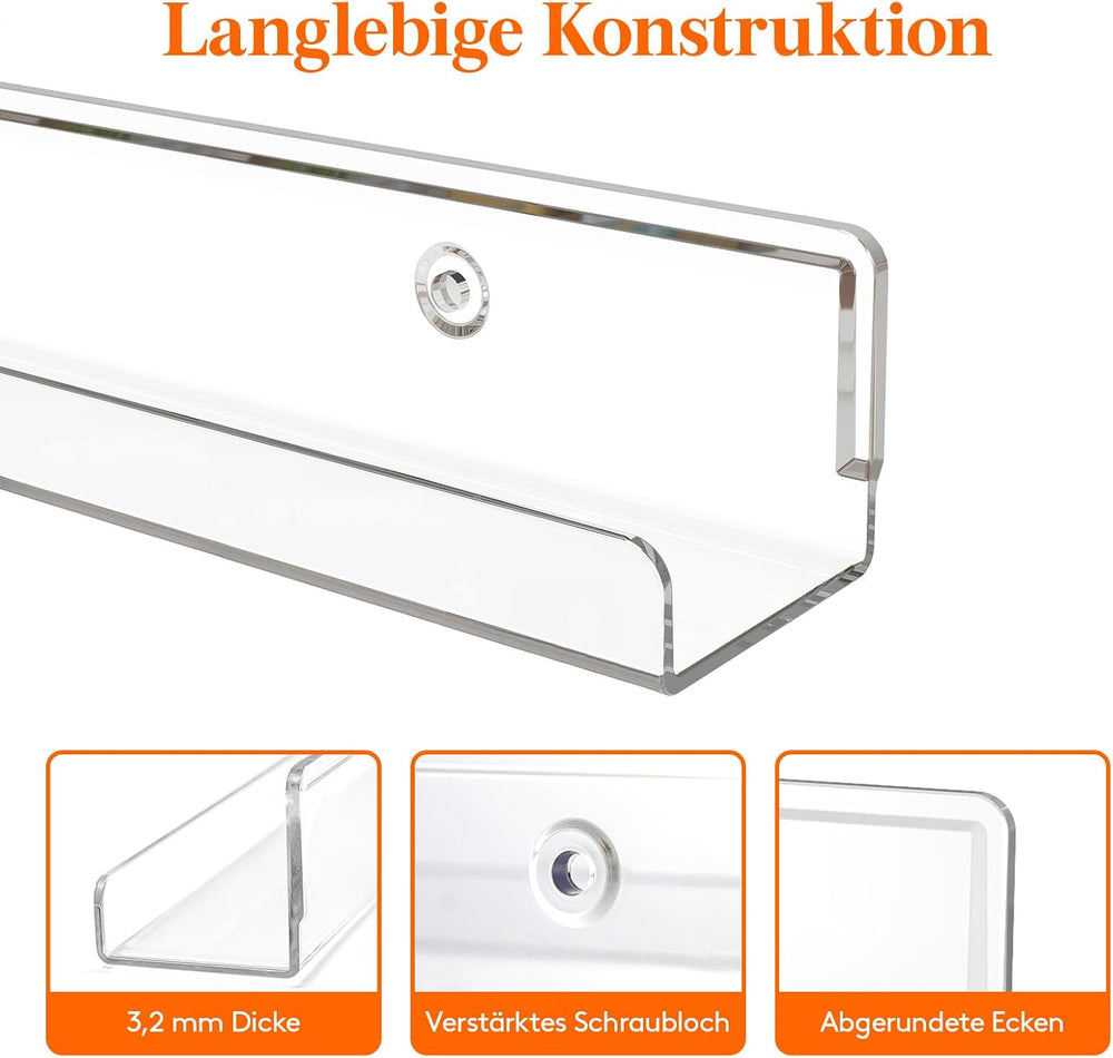 Lifewit 4 Pack Wandregal Schmal, 30,4cm Kunststoff Schweberegal, Klar