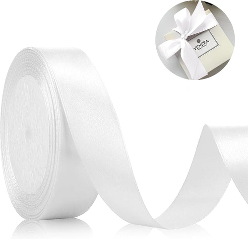 Geschenkband Satinband 22 m x 20 mm Weiß für Geschenkverpackung & Hochzeit