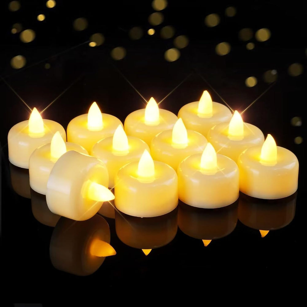 AMAGIC Flammenlose Led Teelicht batterie, 12er,warmweiß Licht, Wachshülle