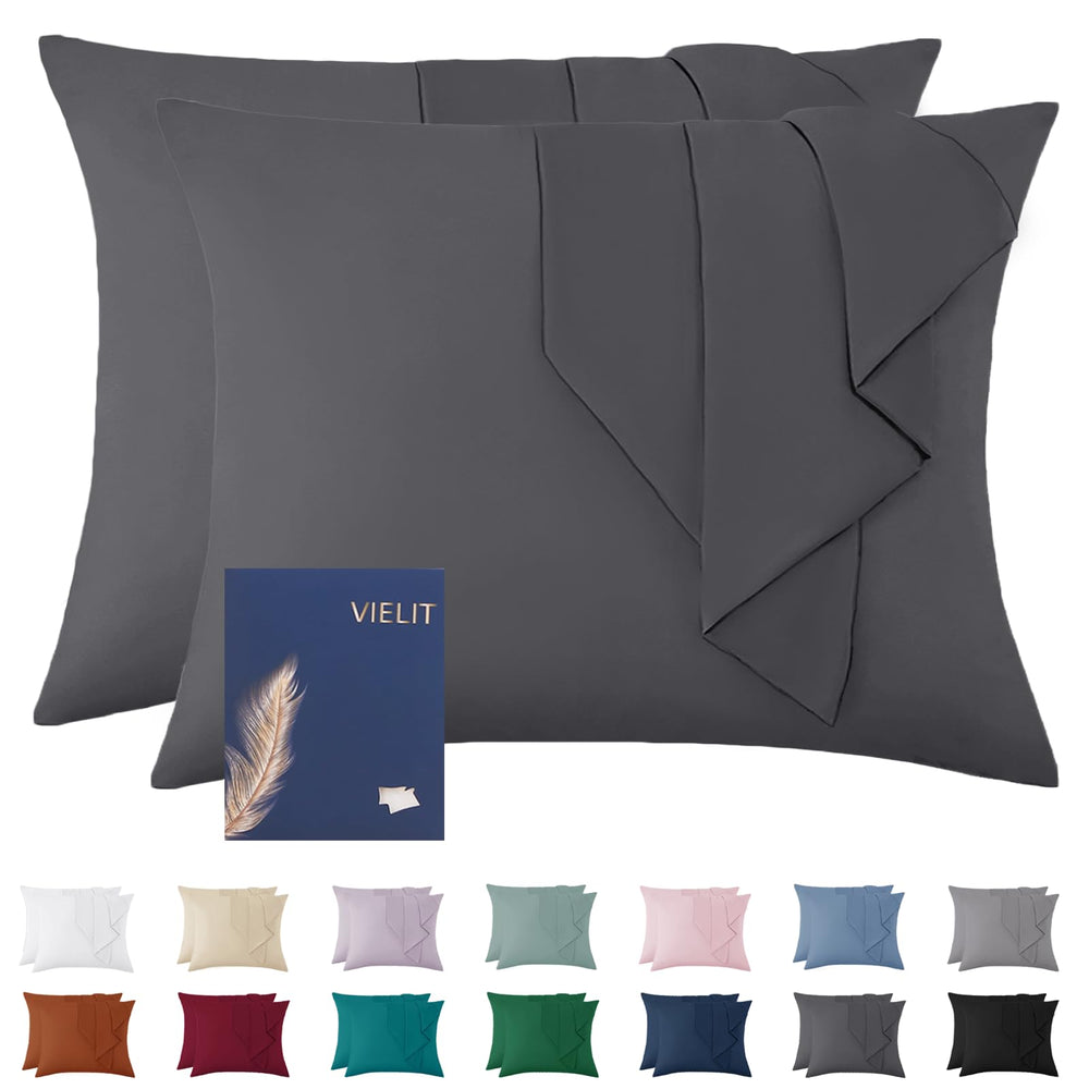 Vielit Kissenbezug 40 x 80 2pc Kopfkissenbezug Anthrazit Öko-Zertifikat