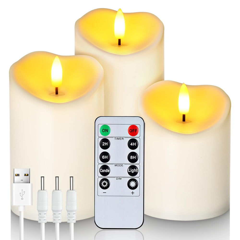 Homemory 7,6 cm x 15 cm Outdoor Wasserdicht Flammenlose LED Kerzen, Batteriebetriebene Kerzen mit Fernbedienung und Timer, Elektrische Fake Plastik Stumpenkerzen, Dunkel Elfenbein, 2er-Set