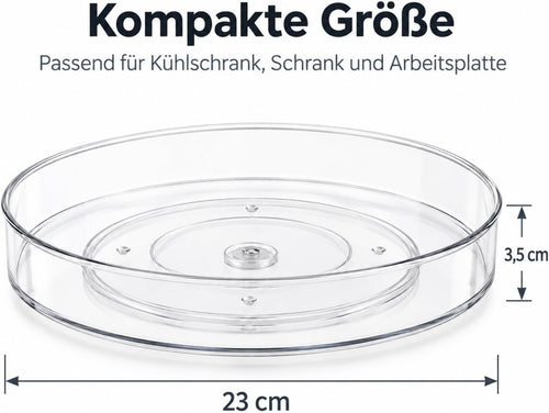ERBO Drehteller Organizer, Küchen Kühlschrank Organizer, 360° Kühlschrank Drehplatte Gewürzhalter, Drehbarer Organizer für Küche Speisekammer Schrank Dresser (23cm Durchmesser)