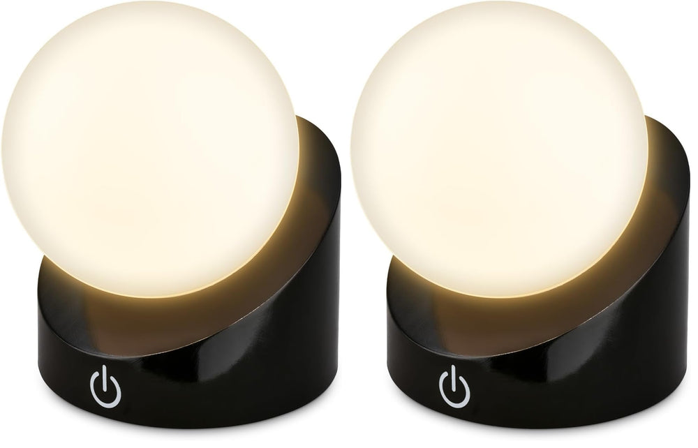 BRILONER - Mini LED Tischlampe kabellos IP54 mit Touch, dimmbar in Stufen, Akku & Lichtquelle tauschbar, Nachttischlampe, Kugel, LED Lampe, Akku Tischleuchte, Outdoor Lampe, 10x8x9 cm, Holzoptik