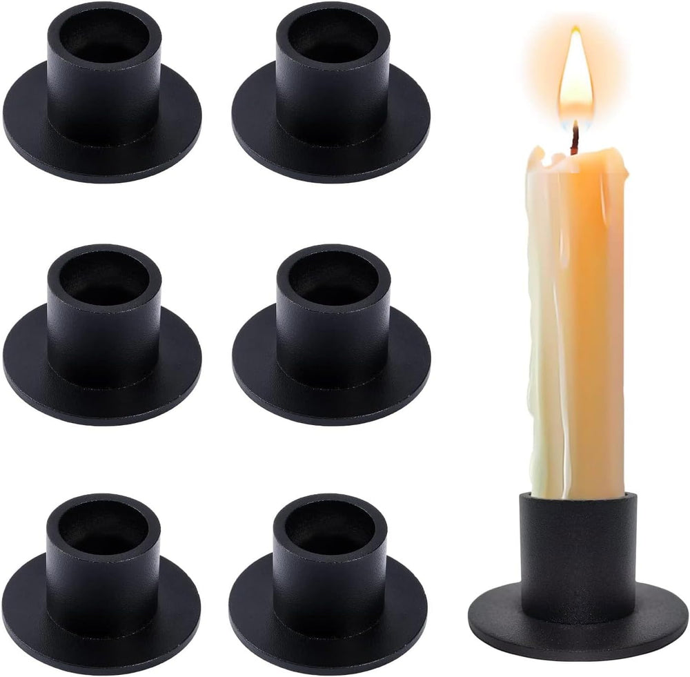 6 Stück Schwarze Kerzenständer,Retro Candlelight Dinner Kerzenhalter, für Wohn,Esszimmer und Schlafzimmerdekoration Kamindekoration