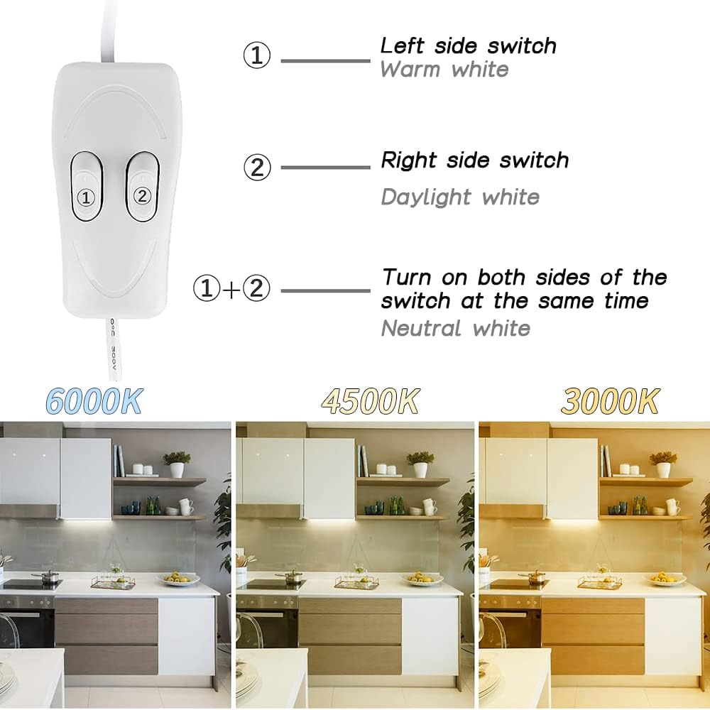 Milpoel USB LED Lichtleiste, 35cm, 3 Farbtemperaturen 3000K/4500K/6000K, 5V LED Tape Strip für Küche Schrank TV Computer (Extra Dünn F)