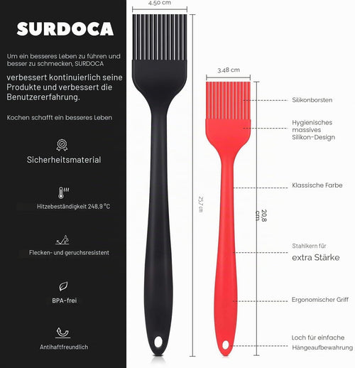 SURDOCA Backpinsel Silikonpinsel Küchenpinsel Kochpinsel - 1PC 8.2" BPA-freies 446℉ (230℃) Wärmebeständigkeit Silikon in Lebensmittelqualität Pinsel Küche, Garten Grills & Zubehör Grillbesteck Pinsel