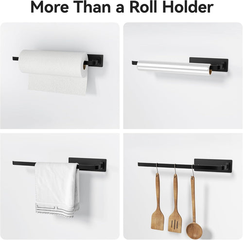 Schwarz KüChenrollenhalter Ohne Bohren Kuchenroller Halter，Selbstklebend Praktisch Rollenhalter Unter Schrank FüR KüChe Aufbewahrung & Organisation KüChenrollenhalter Wand