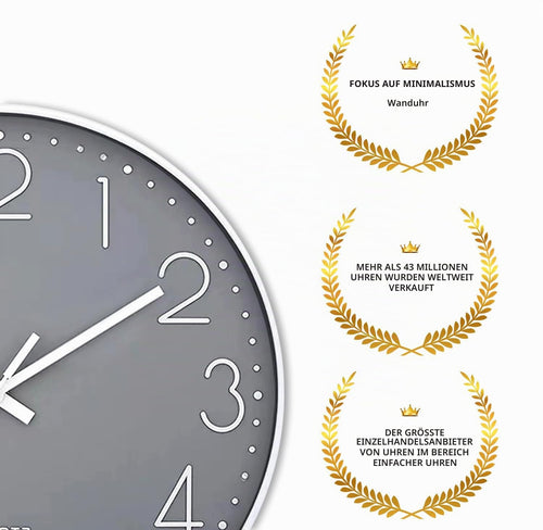 Wanduhr 9 Zoll batteriebetrieben leise Nicht tickende Wanduhr Modernes Quarz Design Dekorativ Innen Küche Büro