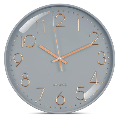 Aolso Wanduhr, geräuschlos und tickt Nicht, Batteriebetriebene runde Wanduhr, Digitale Wwanduhr, modernes Quarz-Design, für Wohnzimmer, Büro, Küche oder Kinderzimmer (Grau, 20CM)