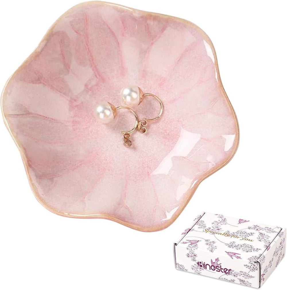 Binoster Keramik Schmuckschale,zimmer deko aesthetic room decor,Schlüsselablage,kleiner Ringhalter,Schmuckteller,Schmucktablett,Auffangschale,dekoration aesthetic,Nachttisch-Dekoration (Rosa)