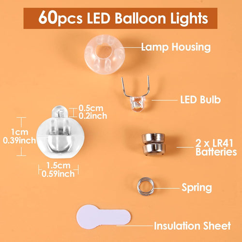 Yizhet LED Ballons Lichter, 60 Mini LED, Warmweiß