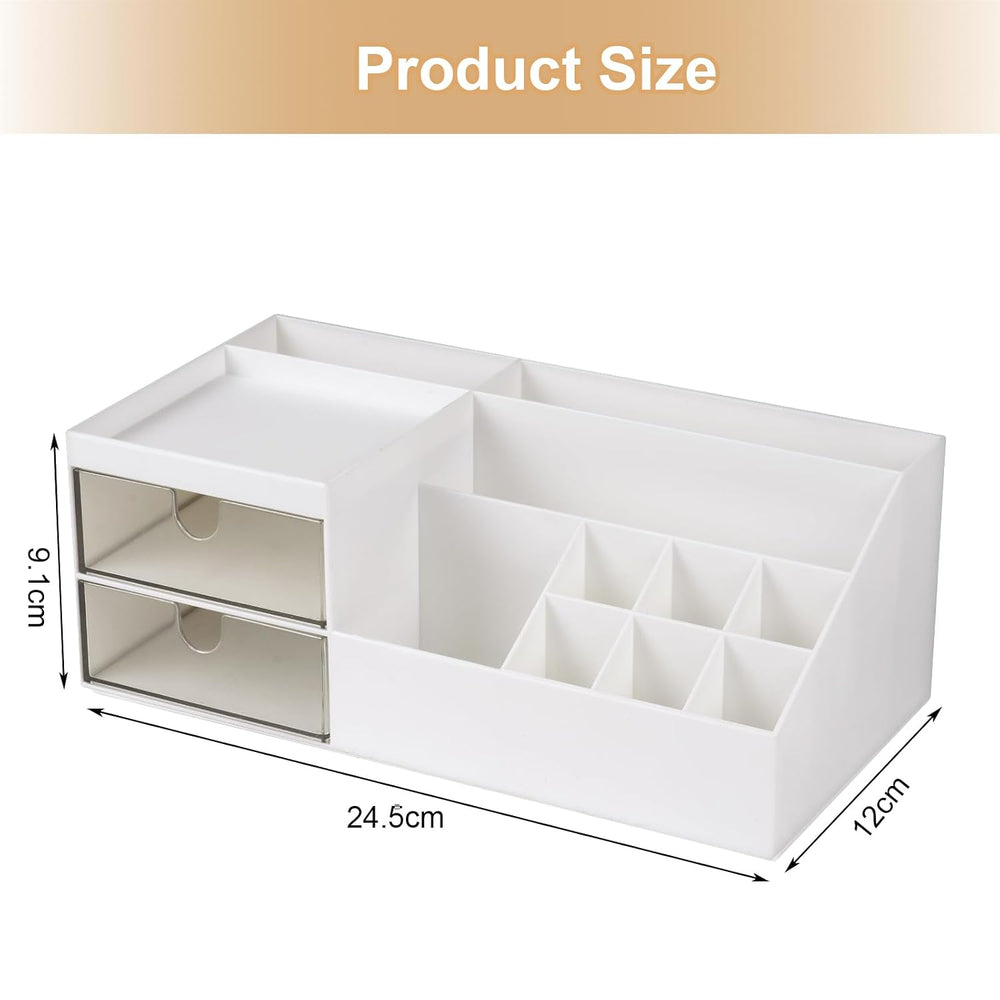 URAQT MakeUp Organizer, Kosmetik Organizer mit 2 Schubladen und 10 Fächern