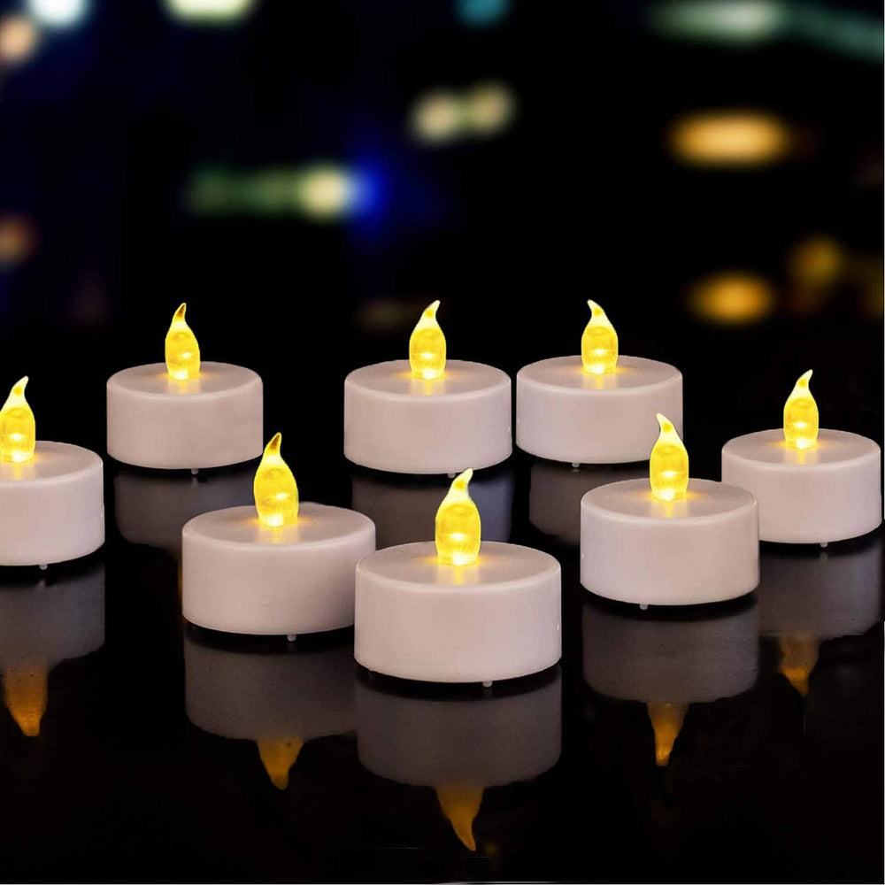 24 Stück LED Teelichter Kerzen, Batteriestart flammenlose realistische hell flackernde elektrische Kerzenlampe, Dose langlebig 200 Stunden Warmweiß, Hochzeiten, Partys ,Festivals，Wohndekoration