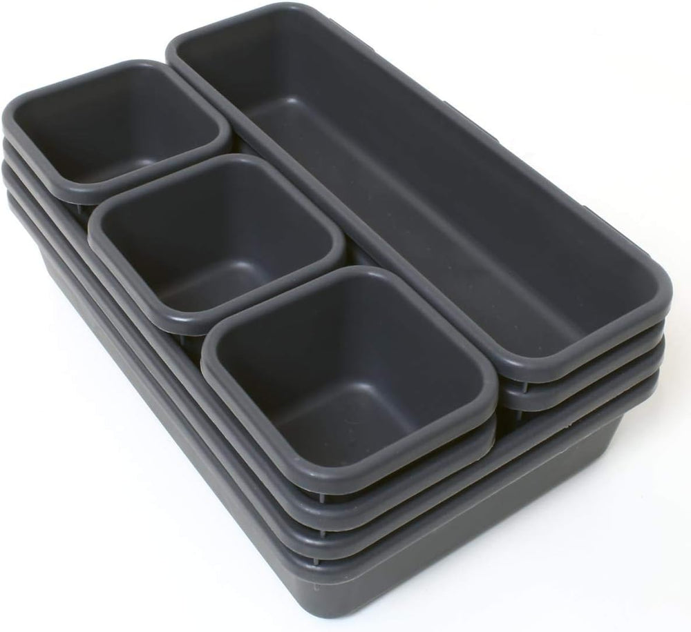 iGadgitz Home U7125 Plastik Schubladen Ordnungssystem, Schubladeneinsatz, Schubladen Organizer -Grau