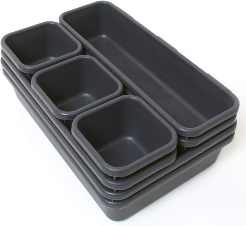 iGadgitz Home U7125 Plastik Schubladen Ordnungssystem, Schubladeneinsatz, Schubladen Organizer -Grau