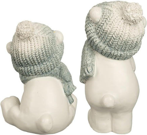 Ideen mit Herz Deko-Figuren Eisbären | Winterdeko | Bären | Winter | Weihnachten | 14 und 16 cm hoch | 2 Stück