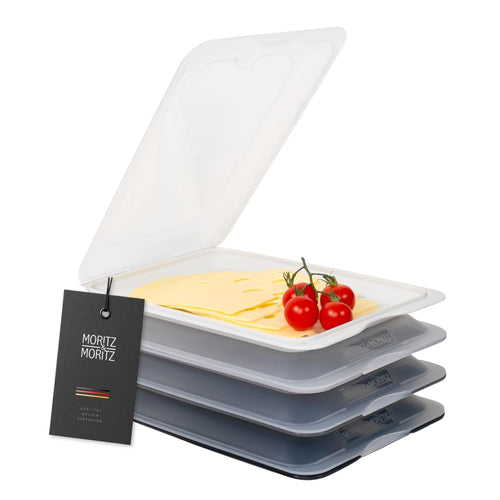 Moritz & Moritz 2er Set Aufschnittbox stapelbar Türkis – Frischhaltedosen mit Deckel zur Aufbewahrung von Wurst, Käse uvm. – lebensmittelecht, spülmaschinengeeignet