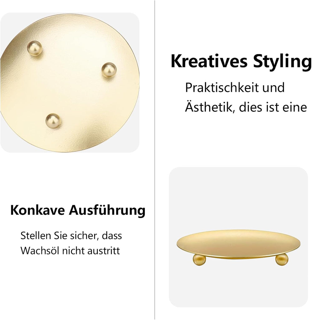 ALLAVA 2 Stück Kerzenhalter Stumpenkerzen, Ø 9 cm Kerzenständer Gold