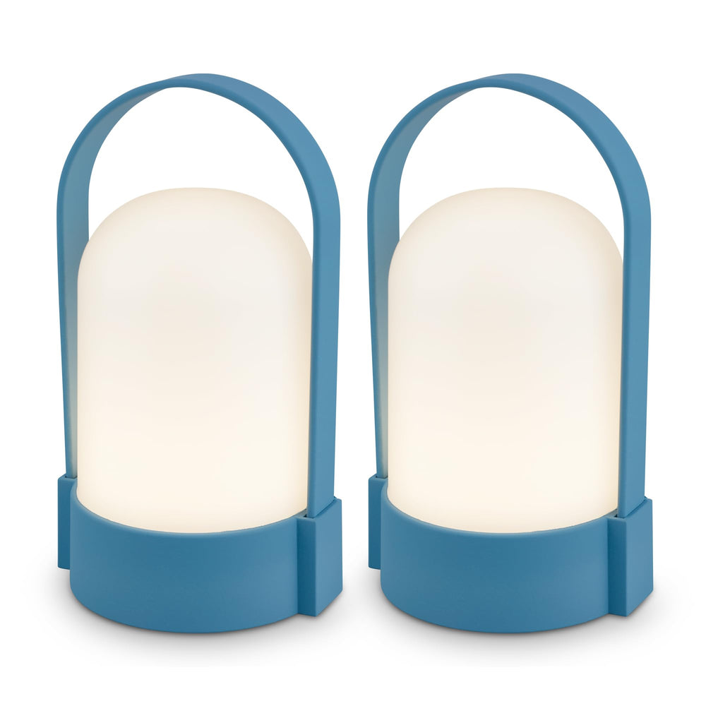 BRILONER - LED Tischlampe kabellos IP44 mit Touch, dimmbar in Stufen, USB-C, Akku tauschbar, Nachttischlampe, Leselampe, LED Lampe, Campinglampe, Tischleuchte, Akku Lampe, Outdoor, 9x8x15,5 cm, blau