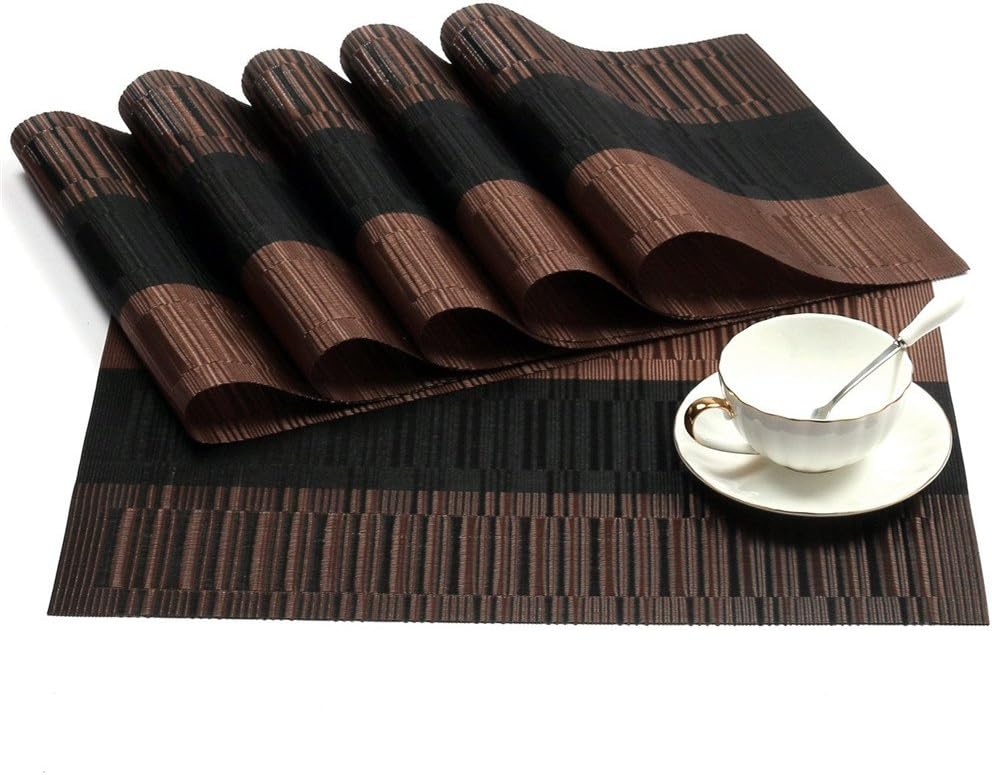 6er Set Platzsets 30x45cm Platzdeckchen Rutschfest Abwaschbar Tischmatten PVC Abgrifffeste Hitzebeständig Tischsets, Platz-Matten für küche
