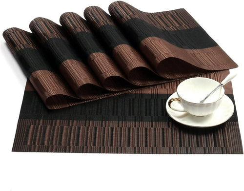 6er Set Platzsets 30x45cm Platzdeckchen Rutschfest Abwaschbar Tischmatten PVC Abgrifffeste Hitzebeständig Tischsets, Platz-Matten für küche