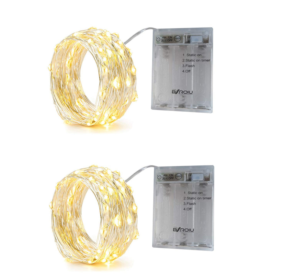 BXROIU 2 X 20 LED Lichterkette Batteriebetrieben 2M Micro LED Warmweiß
