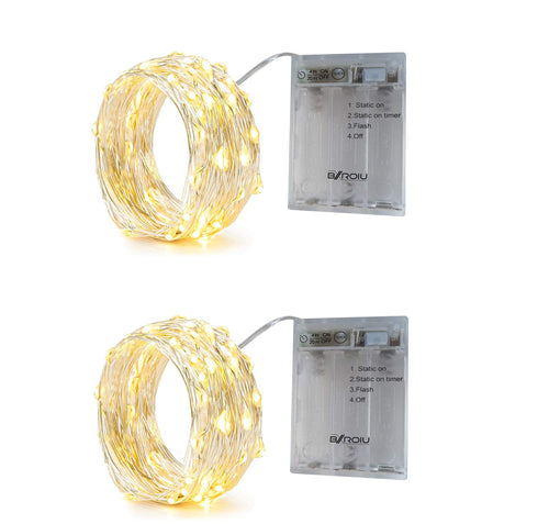 BXROIU 2X 50 LED Lichterkette Batteriebetrieben 5M Micro LED Warmweiß