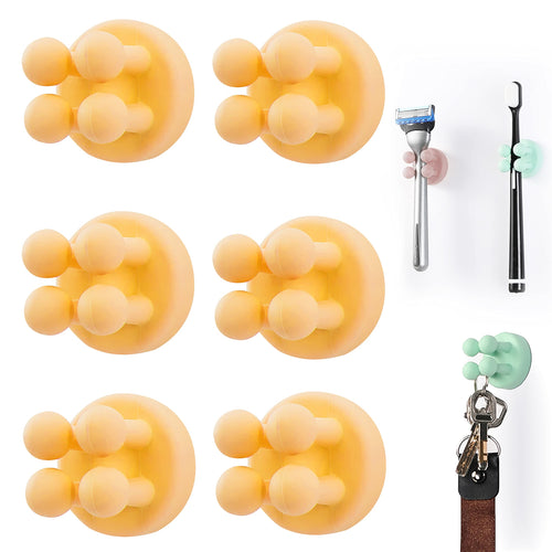 Zayin Silicone Toothbrush Zahnbürstenhalter Rasiererhalter Multifunktions-Haken Wasserdicht Selbstklebend Zahnbürstenhaken Stopfenhalter (4 Stück Schwarz, Weiß, Rosa, Grün)