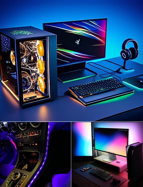 AMIR LED Streifen 1m, RGB LED Strip mit Fernbedienung, 18 Farbwechsel & 21 Modi LED Band Dimmbar, Selbstklebend Led Lichterkette Lichtband Leiste für Party, Gaming, Dekor, TV Hintergrundbeleuchtung