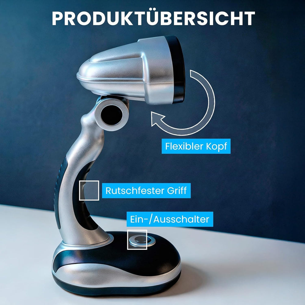 Eaxus® LED Schreibtischlampe ohne Kabel - Helle Tischleuchte, tageslicht Silber