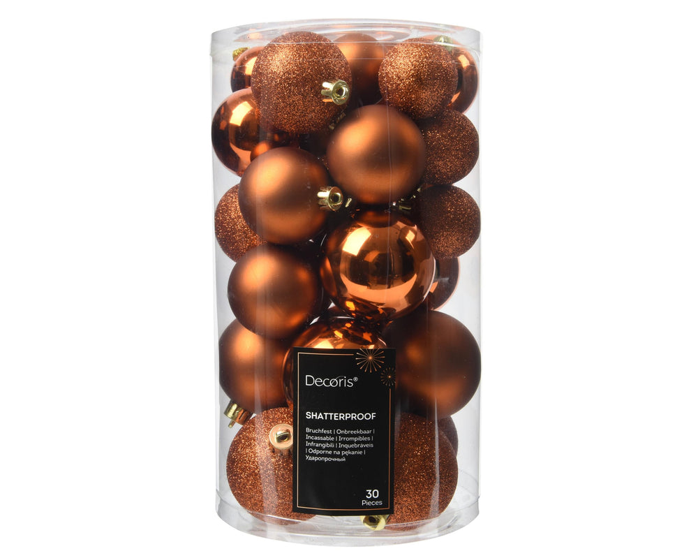Kaemingk Weihnachtskugeln Kunststoff 4-6cm Mix 30er Set - bruchsichere Christbaumkugeln Weihnachtsbaumkugeln für Weihnachten - Christbaumschmuck & Weihnachtsbaumschmuck - Rosmarin