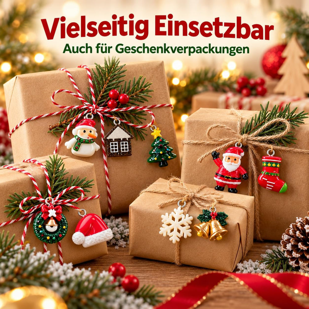 Weihnachtsanhänger 24 Stück, Naler Mini Weihnachtsbaumschmuck aus Harz