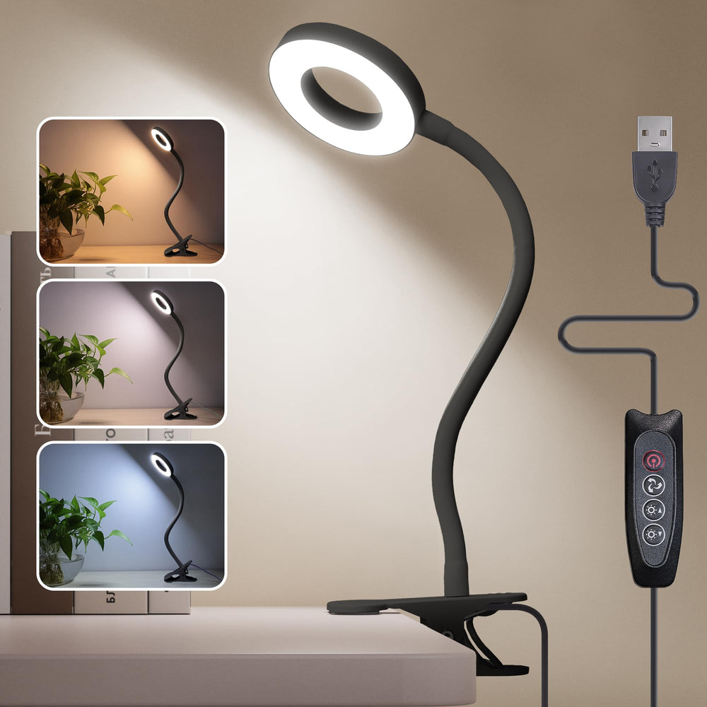 Foneso Klemme Lampe,48 LEDs Dimmbare Leselampe Bett(Schwarz)
